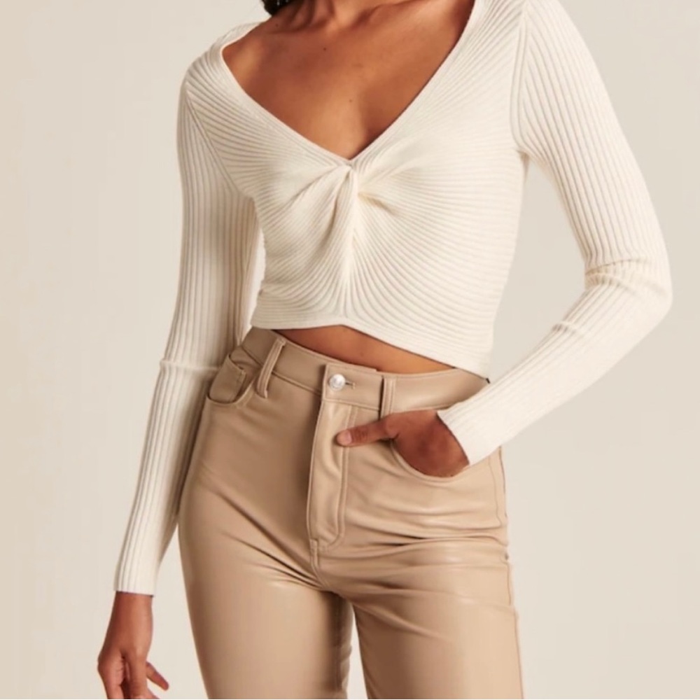 A&F twist front cropped sweater